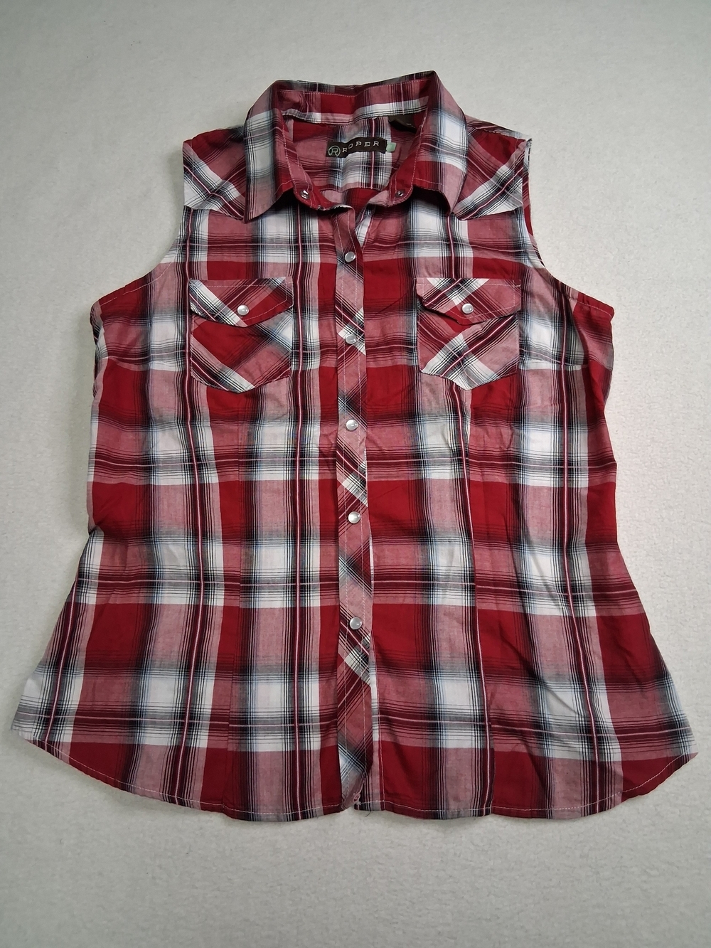 Rodeo Red Plaid Sleeveless Button-Up Shirt - ROPER